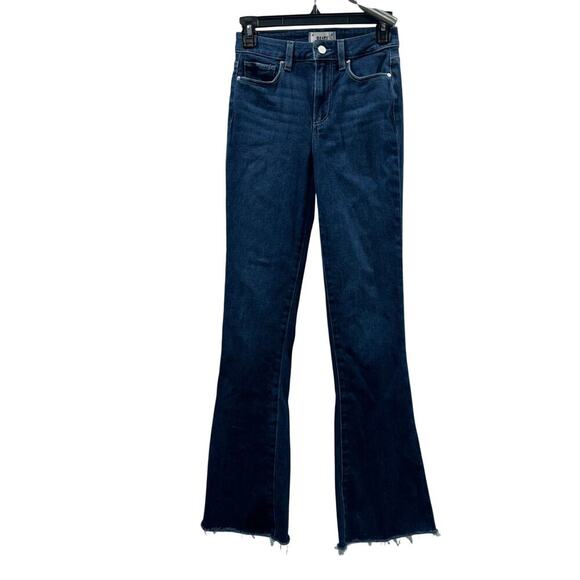 Paige Laurel Canyon High Rise Bootcut Jeans Raw Hem Size 24 - Picture 1 of 15